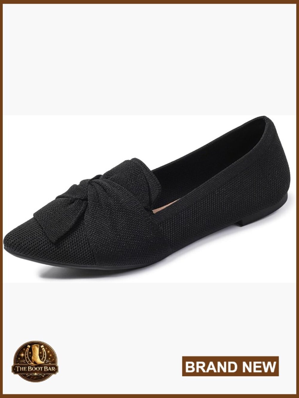 Womens Bow Pointed Toe Ballet Flats Comfortable Knit Dressy Flats